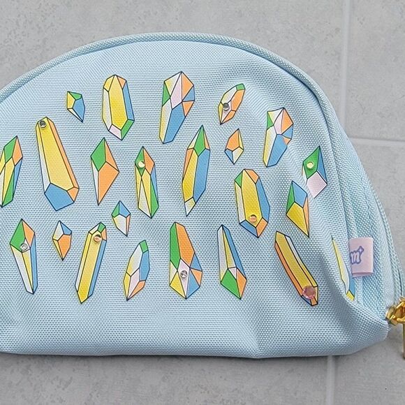 More Than Magic Multicolor Diamond Silicone Zipper Pencil Case Pouch 5 in X 9 in - Picture 2 of 8